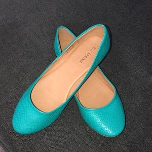 Womens ballet Flats,turquoise with gold accents-#8